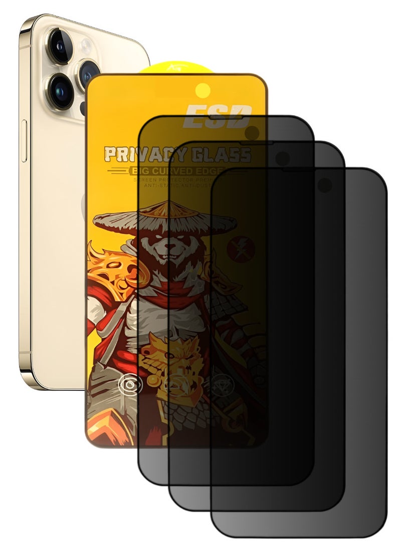 ESD 3 Pieces Tempered Dustproof Privacy Glass Screen Protector Compatible For iPhone 14 Pro Max - Image 1