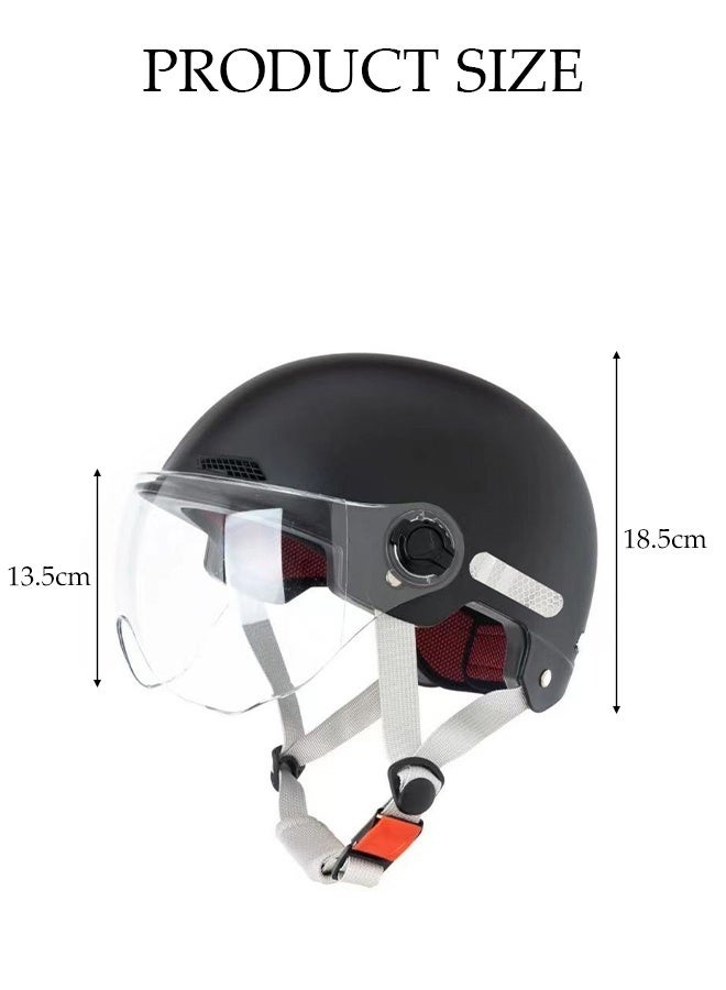 DUNISO Open Face Helmet, Breathable Motorcycle Half Helmet，Scooter Helmet With Adjustable Goggles,With Lock Buckle，Removable And Washable Lining, Adjustable Head Circumference Size，Shock And Fall Resistant, Suitable For Both Men And Women - Image 2