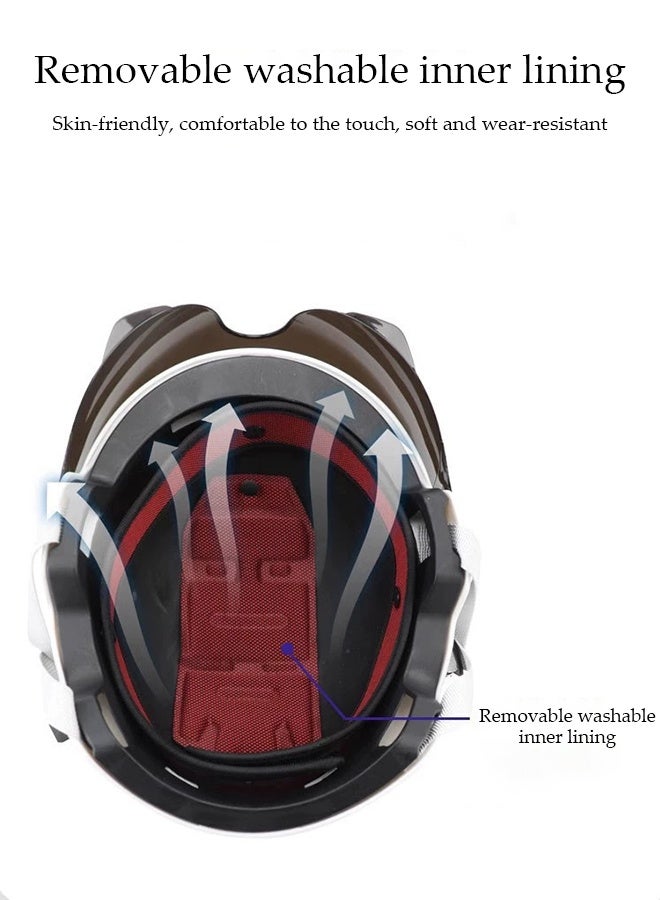 DUNISO Open Face Helmet, Breathable Motorcycle Half Helmet，Scooter Helmet With Adjustable Goggles,With Lock Buckle，Removable And Washable Lining, Adjustable Head Circumference Size，Shock And Fall Resistant, Suitable For Both Men And Women - Image 5
