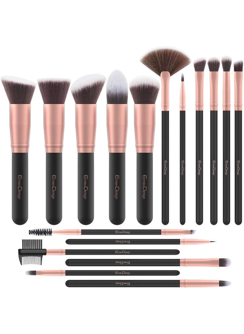 EmaxDesign - EmaxDesign Makeup Brushes 17 Pieces Premium Synthetic Foundation Brush Powder Blending Blush Concealer Eye Face Liquid Powder Cream Cosmetics Brushes Kit (Rose Gold) - Image 1