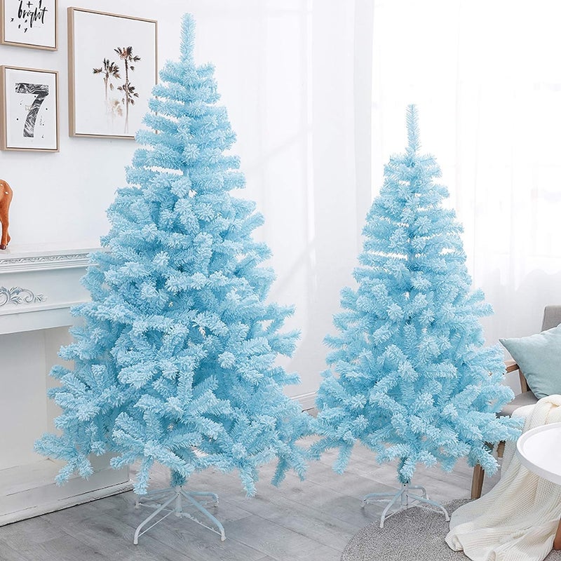 fizzytech شجرة عيد الميلاد الاصطناعية الزرقاء المميزة بطول 4 أقدام مع 300 طرف فرع ومعدن قاعدة سهلة التجميع للاحتفالات - Image 3