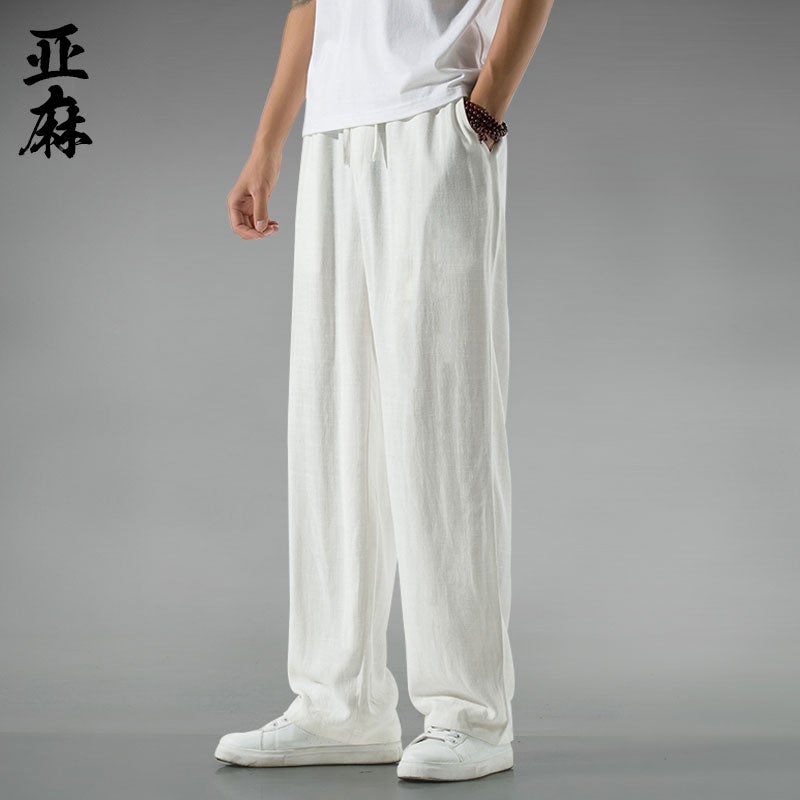 Linen Pants Men'S Summer Cotton And Linen Pants Men'S Summer Loose Wide-Leg Straight Casual Trousers Chinese-Style Tang-Style Men'S Pants - Image 5