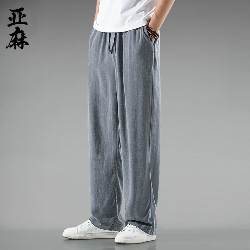 Linen Pants Men'S Summer Cotton And Linen Pants Men'S Summer Loose Wide-Leg Straight Casual Trousers Chinese-Style Tang-Style Men'S Pants - Image 3