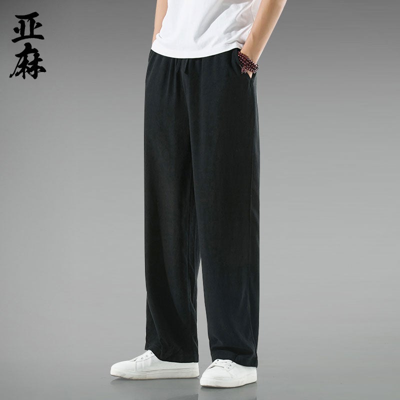 Linen Pants Men'S Summer Cotton And Linen Pants Men'S Summer Loose Wide-Leg Straight Casual Trousers Chinese-Style Tang-Style Men'S Pants - Image 4