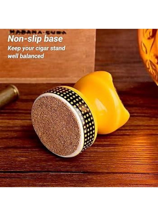A luxurious cigar holder with a distinctive design made of polished ceramic, combining luxury and practicality. Adorned with gold detailing for a touch of sophistication, it's the perfect piece to elevate your cigar-smoking experience. - Image 4