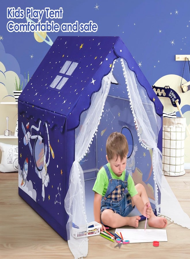 Decalsweet Kids Tent Blue Space Toddler Playtent for Boys,Large and Foldable Kids Playhouse with Windows, Portable and Lightweight Play Tent Indoor&Outdoor for Gift to Toddlers - Image 4