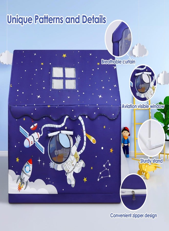 Decalsweet Kids Tent Blue Space Toddler Playtent for Boys,Large and Foldable Kids Playhouse with Windows, Portable and Lightweight Play Tent Indoor&Outdoor for Gift to Toddlers - Image 3