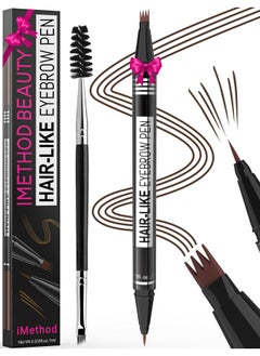 iMethod Eyebrow Pen - Eyebrow Pencil Magical 2-In-1 Eye Brow Pencils For Women With 4-Fork-Tip & Precise Brush-Tip Create Natural Hair-Like Brows, Last All-Day, Microblading Eyebrow Pen, Dark Brown  - Image 1