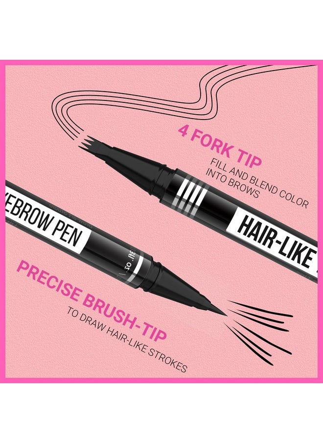 iMethod - Eyebrow Pen - Eyebrow Pencil Magical 2-In-1 Eye Brow Pencils For Women With 4-Fork-Tip & Precise Brush-Tip Create Natural Hair-Like Brows, Last All-Day, Microblading Eyebrow Pen, Dark Brown - Image 1