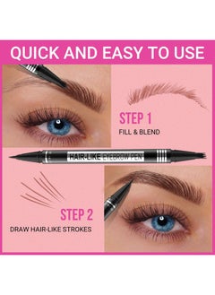 iMethod Eyebrow Pen - Eyebrow Pencil Magical 2-In-1 Eye Brow Pencils For Women With 4-Fork-Tip & Precise Brush-Tip Create Natural Hair-Like Brows, Last All-Day, Microblading Eyebrow Pen, Dark Brown  - Image 5