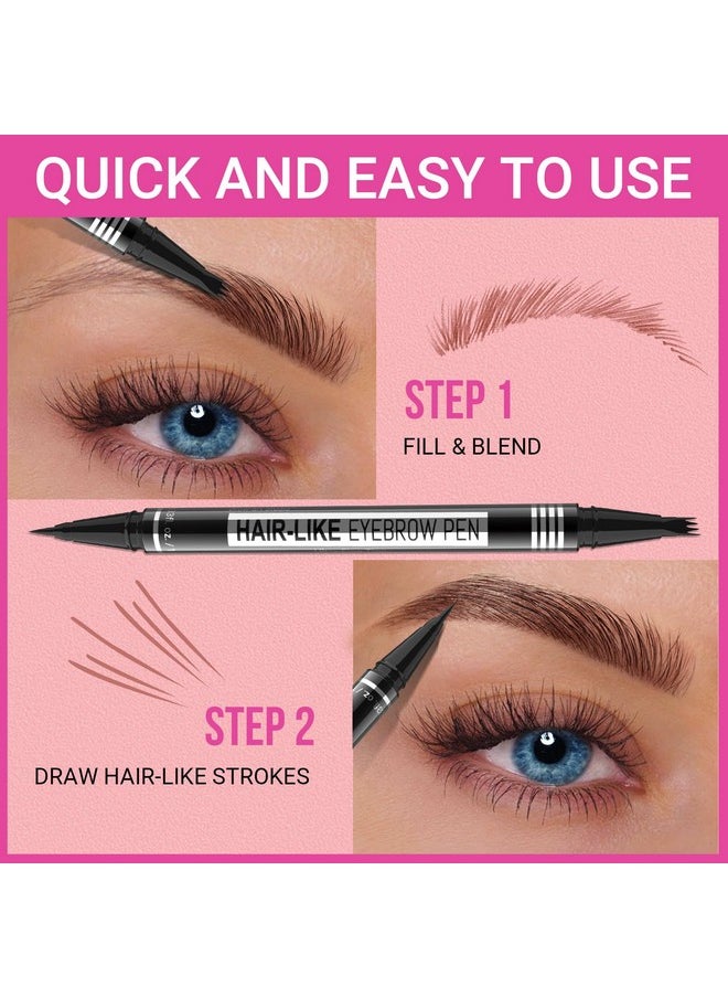 iMethod - Eyebrow Pen - Eyebrow Pencil Magical 2-In-1 Eye Brow Pencils For Women With 4-Fork-Tip & Precise Brush-Tip Create Natural Hair-Like Brows, Last All-Day, Microblading Eyebrow Pen, Dark Brown - Image 1