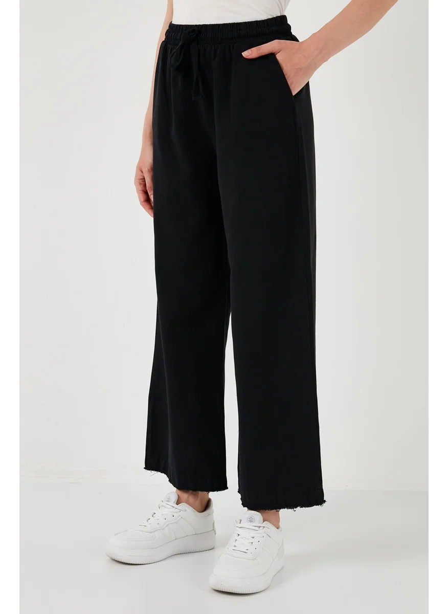 Lela Cotton Waistband High Waist Wide Leg Pocket Regular Fit Trousers Women's Trousers 668YP4760