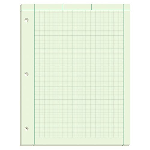 Ampad Engineers Computation Pad, Size 8-1/2 x 11, Greentint Paper, 5x5 Ruling, 3 Hole Punched, 100 Sheets Per Pad (22-142) - Image 1