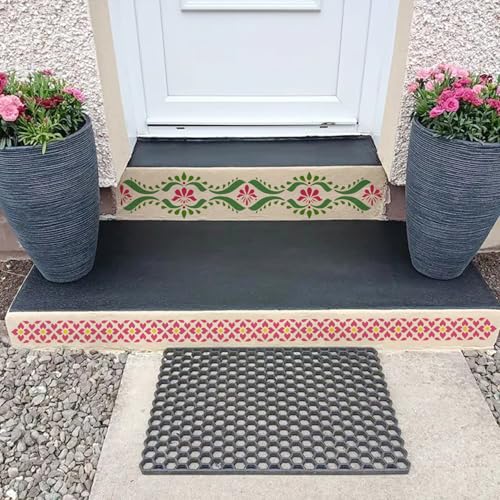 Yhliua Border Stencils for Painting on Wood, Furniture Stencil for Crafts Reusable Wood Burning Drawing Art Paint Stencils and Patterns for Wall Table Chair Cabinet Canvas Furniture - Image 5