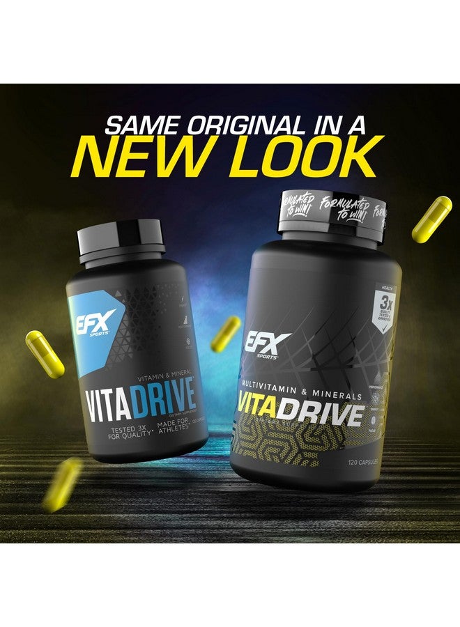 EFX Sports Vita Drive | Multivitamin Formulated for Athletes | Complex of Vitamins, Minerals, Micronutrients, & Antioxidants | 30 Servings, 120 Capsules - Image 2