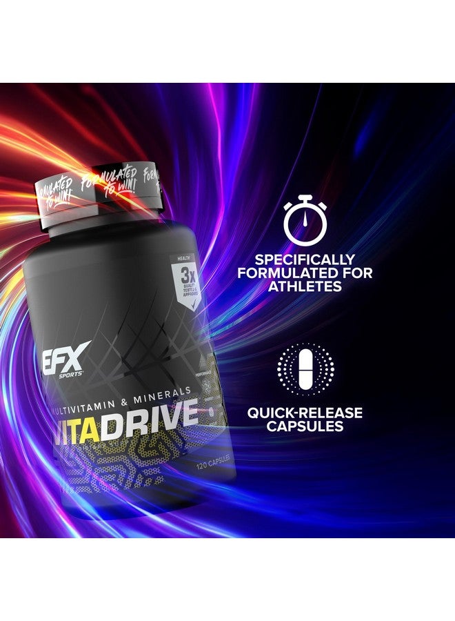 EFX Sports Vita Drive | Multivitamin Formulated for Athletes | Complex of Vitamins, Minerals, Micronutrients, & Antioxidants | 30 Servings, 120 Capsules - Image 5