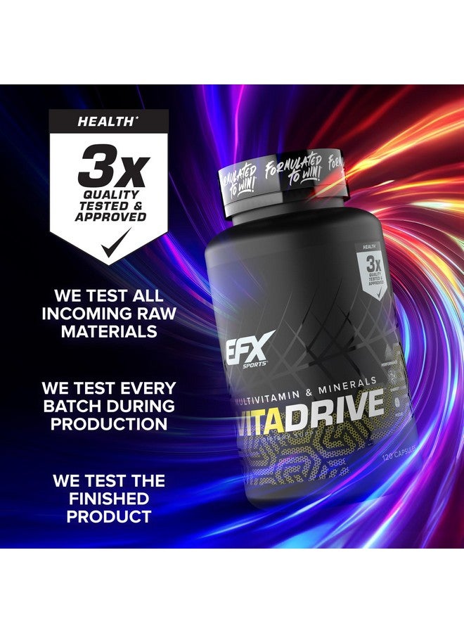 EFX Sports Vita Drive | Multivitamin Formulated for Athletes | Complex of Vitamins, Minerals, Micronutrients, & Antioxidants | 30 Servings, 120 Capsules - Image 4