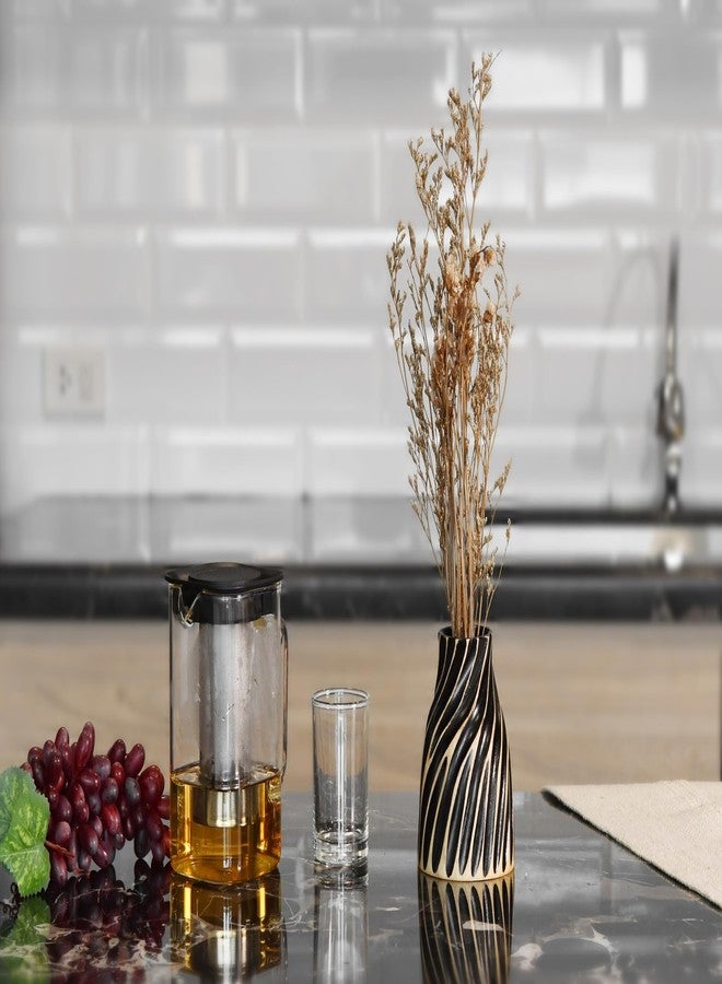 AeraVida Sleek Spiral Small Black Mango Tree Wood Vase with Stripes | Mango Tree Wood Kitchen Decor | Handmade Vase | Handmade Home Office Table Vase - Image 5