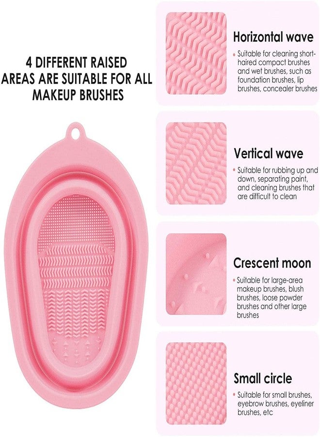 Orbica Makeup Brush Cleaning Mat, Soft and Durable Silicone Cosmetic Cleaner Pad, Foldable Makeup Brush Cleaning Bowl, Portable Washing Tool Scrubber with 4 Textures (Pack Of 1) - Image 5