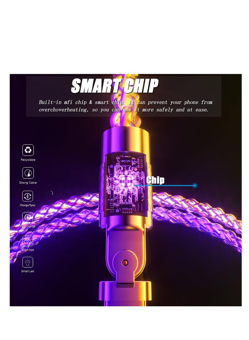 Captaintech Light Up Phone Charger Cord, 6A RGB Colorful Gradual USB A to Type C Charger Cable, Compatible with Samsung Galaxy S23 S22 S21 S20 S10 S9 Note 20, LG V30 V20 G6 G7(1m) - Image 2