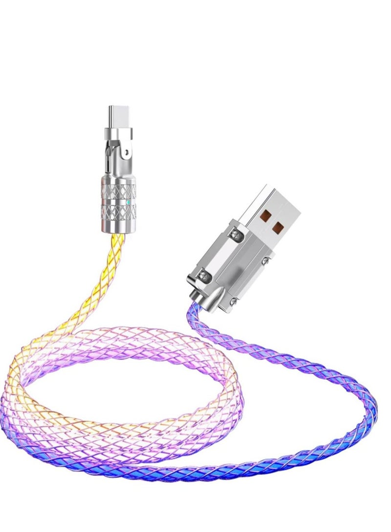 Captaintech Light Up Phone Charger Cord, 6A RGB Colorful Gradual USB A to Type C Charger Cable, Compatible with Samsung Galaxy S23 S22 S21 S20 S10 S9 Note 20, LG V30 V20 G6 G7(1m) - Image 1