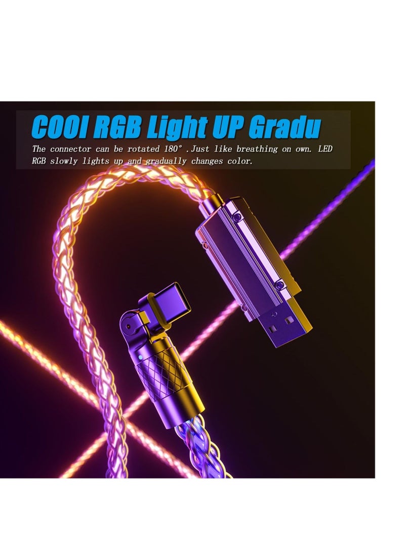 Captaintech Light Up Phone Charger Cord, 6A RGB Colorful Gradual USB A to Type C Charger Cable, Compatible with Samsung Galaxy S23 S22 S21 S20 S10 S9 Note 20, LG V30 V20 G6 G7(1m) - Image 3