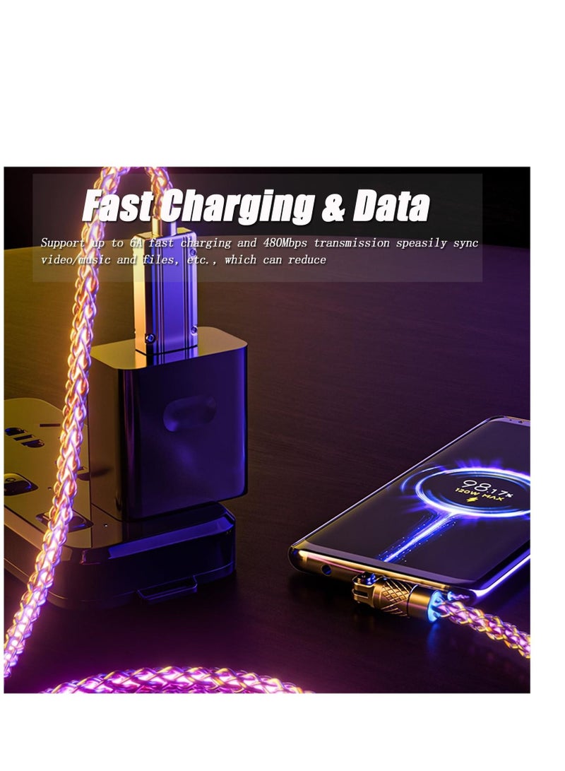 Captaintech Light Up Phone Charger Cord, 6A RGB Colorful Gradual USB A to Type C Charger Cable, Compatible with Samsung Galaxy S23 S22 S21 S20 S10 S9 Note 20, LG V30 V20 G6 G7(1m) - Image 5