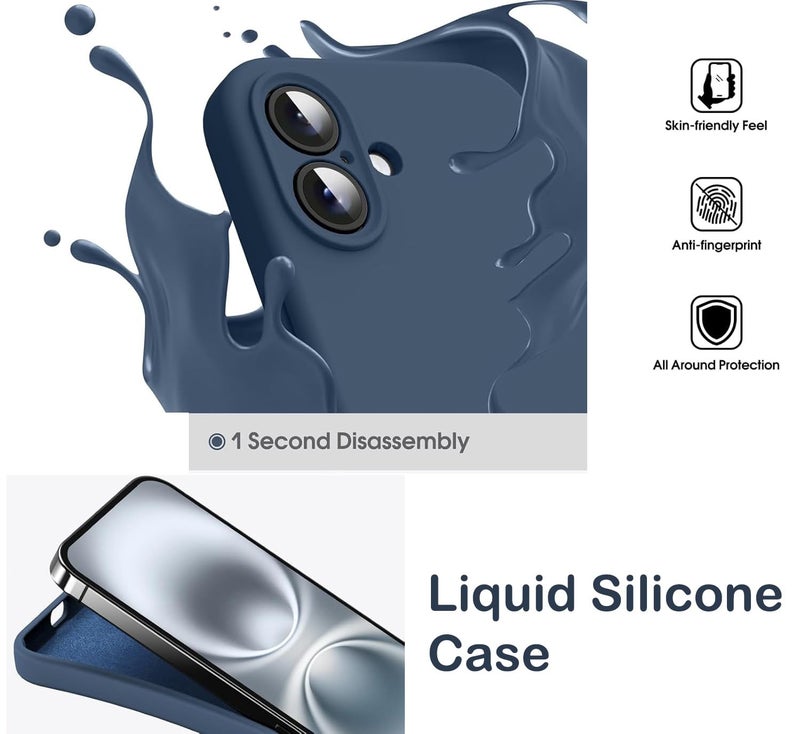 Mobistyle Designed for iPhone 16 Back Cover, Soft Liquid Silicone Slim Protective Shockproof Phone Case Cover with Anti-Scratch Microfiber Lining, 6.1 inch (Blue) - Image 3