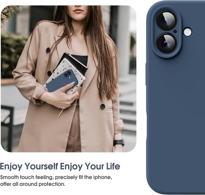 Mobistyle Designed for iPhone 16 Back Cover, Soft Liquid Silicone Slim Protective Shockproof Phone Case Cover with Anti-Scratch Microfiber Lining, 6.1 inch (Blue) - Image 5