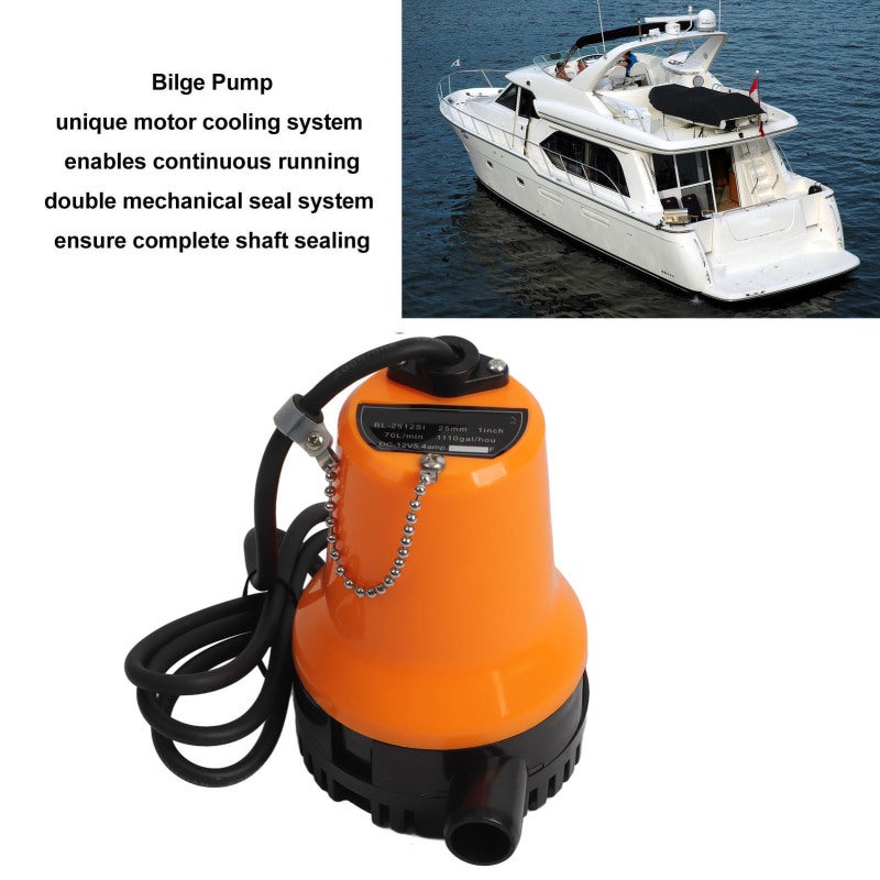 Electric Bilge Pump 304 Stainless Steel Corrosion Resistant Continuous Running Motor Cooling System Submersible Water Pump for Marine Boat Bilge - Easy to Clean Compact High Lift Water Pump for Marine - Image 5