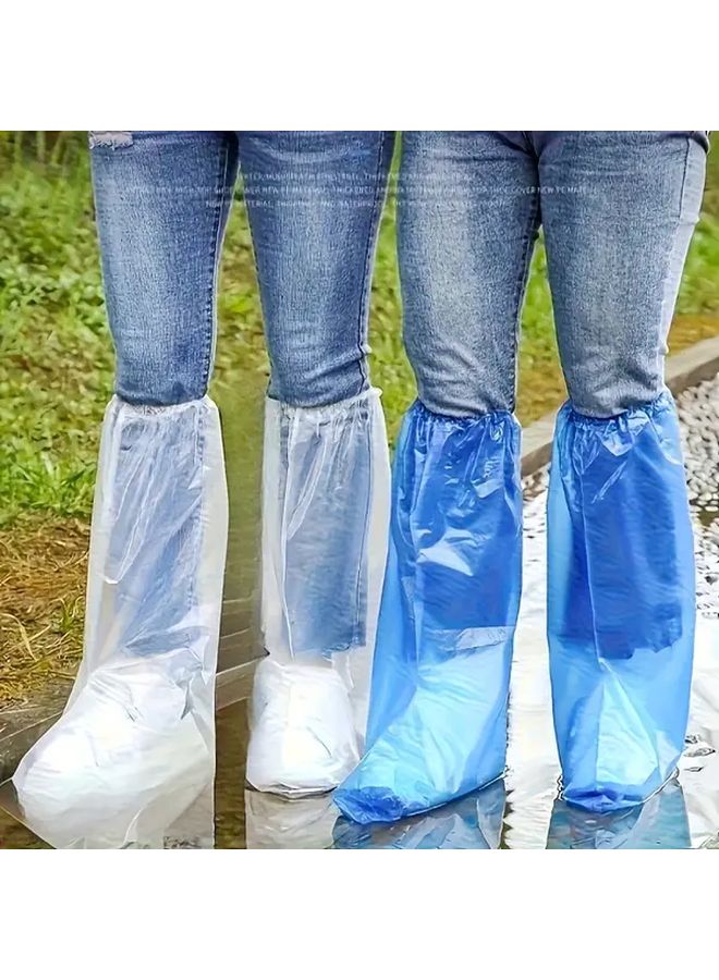 أغطية أحذية مقاومة للمياه باللون الأزرق 10 قطع، أغطية أحذية خارجية متينة وشفافة من PVC - Image 5