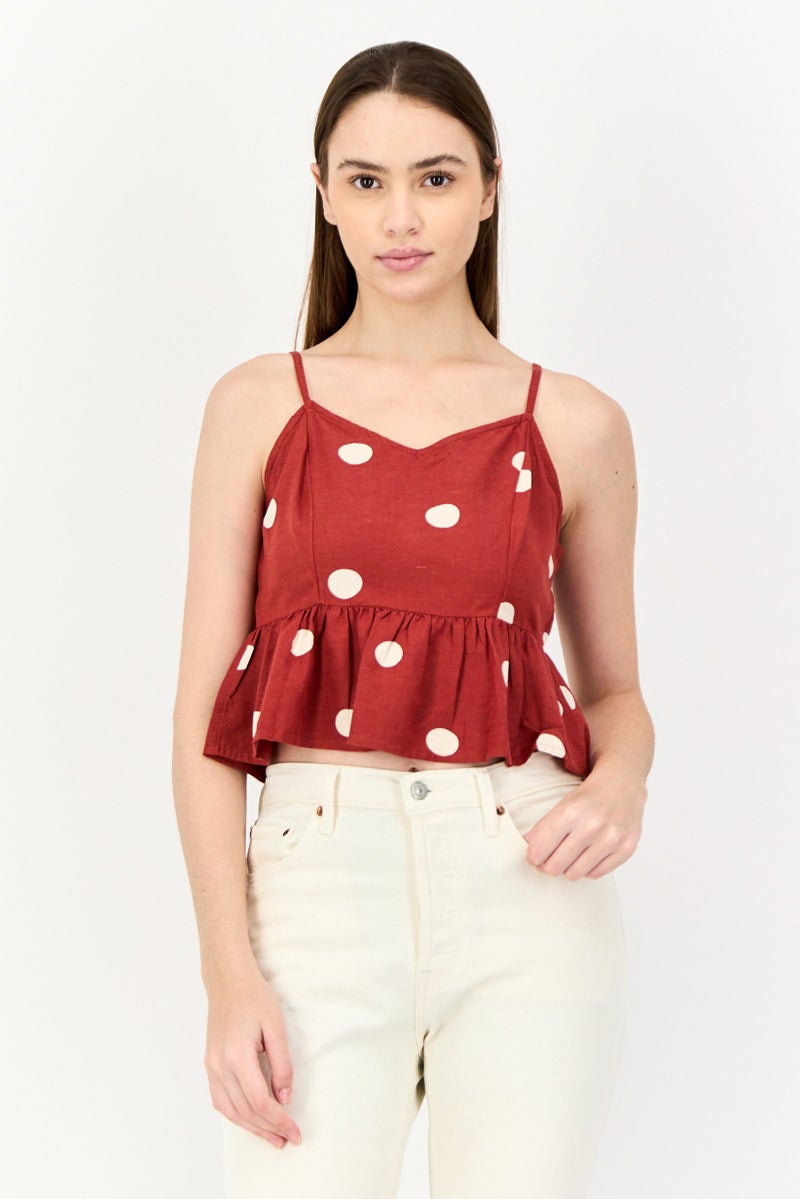 ONLY Women Sweetheart Neck Sleeveless Polka Dot Print Tank Top, Multicolor - Image 1