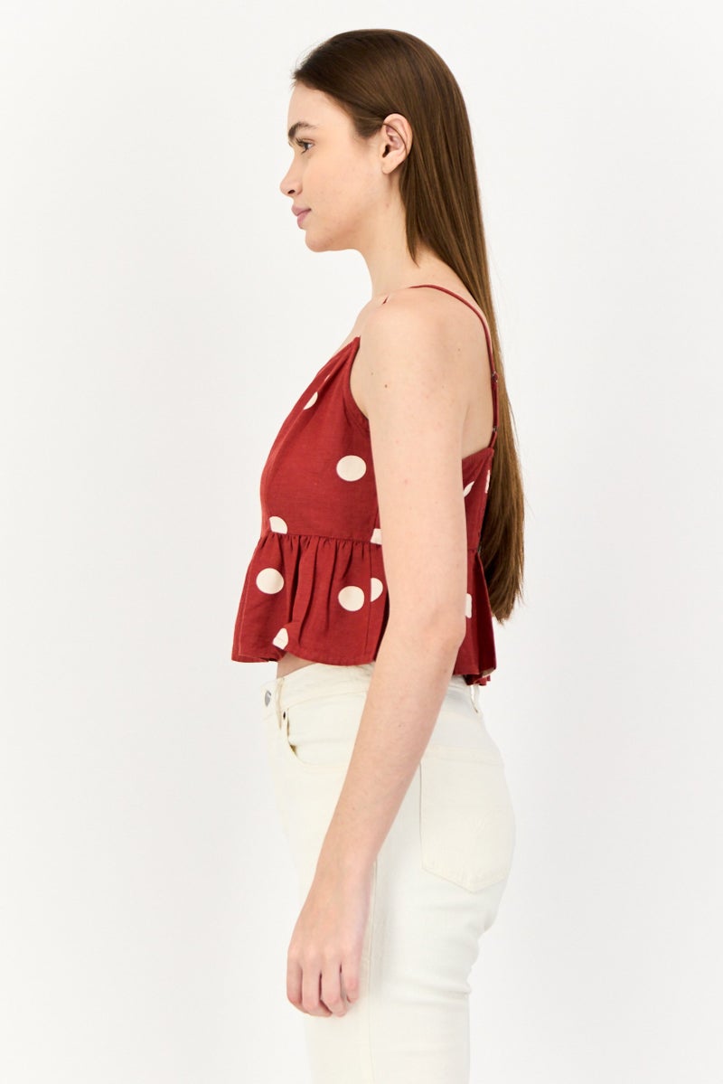 ONLY Women Sweetheart Neck Sleeveless Polka Dot Print Tank Top, Multicolor - Image 4