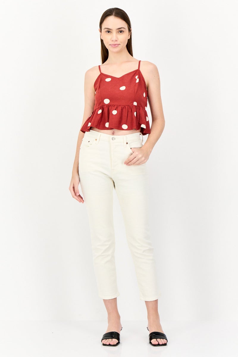 ONLY Women Sweetheart Neck Sleeveless Polka Dot Print Tank Top, Multicolor - Image 3