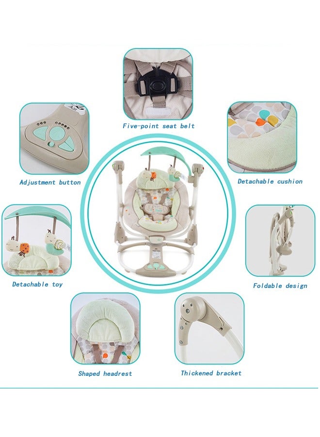 Mastela 5-Speed Multi-Direction Portable Foldable Baby Swing & Infant Seat with Vibrations, Nature Sounds, 0-12 Months 6-24 lbs - Image 2