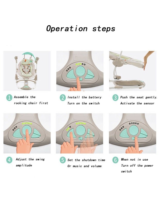 Mastela 5-Speed Multi-Direction Portable Foldable Baby Swing & Infant Seat with Vibrations, Nature Sounds, 0-12 Months 6-24 lbs - Image 5