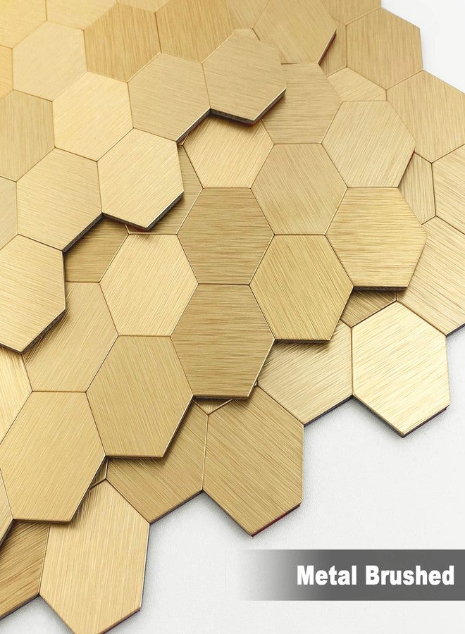 BeNice Peel and Stick Backsplash Hexagon for Kitchen 3D Adhesive Metal Wall Tile Stickers 10pcs Gold - Image 2