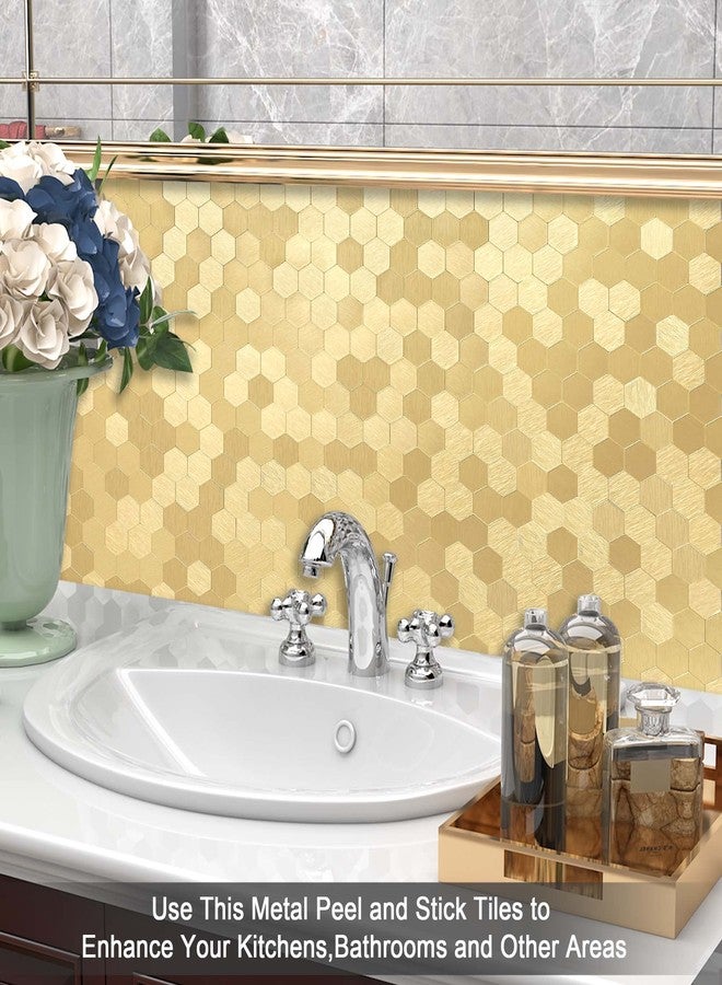 BeNice Peel and Stick Backsplash Hexagon for Kitchen 3D Adhesive Metal Wall Tile Stickers 10pcs Gold - Image 4