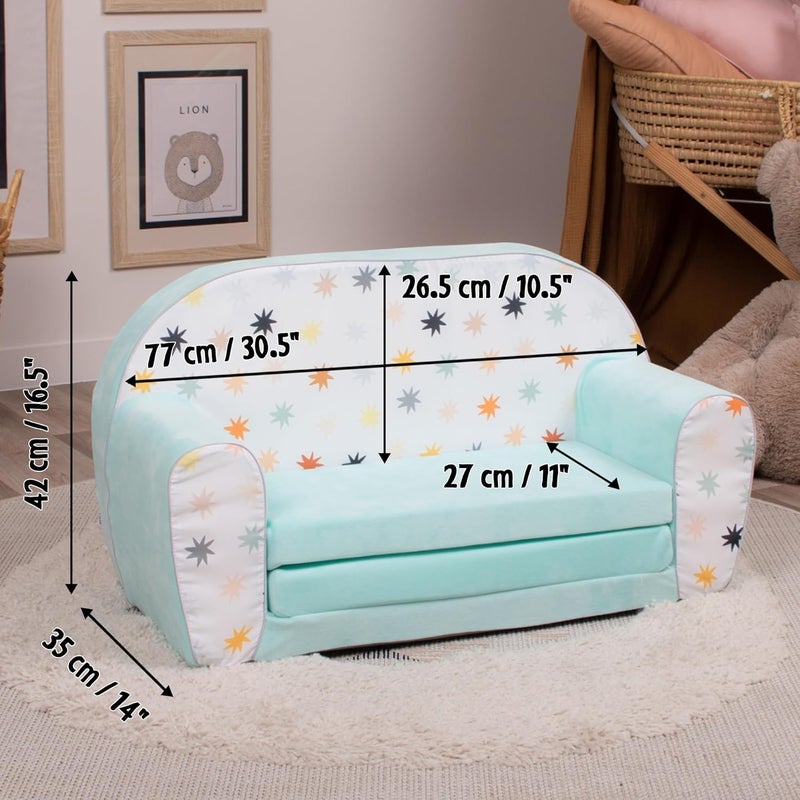 Delsit Kids Couch for Toddlers - 2 in 1 Convertible Foam Sofa to Lounger, Comfy Flip Out Lounge Chair - Image 3