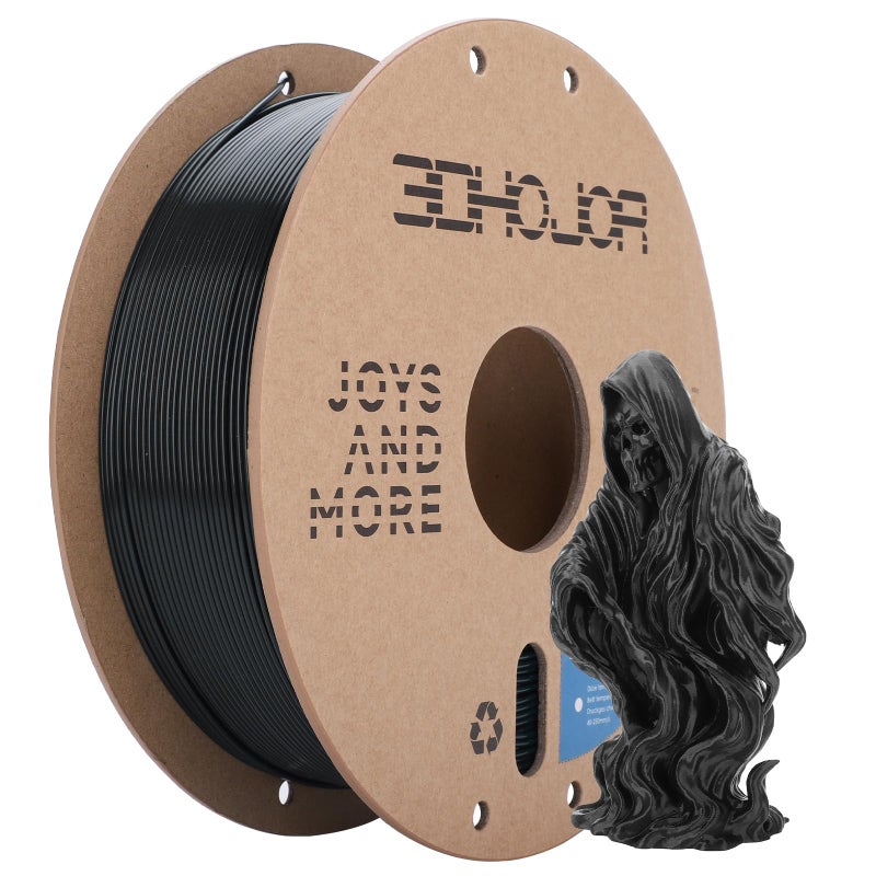 3DHoJor PLA Filament 1.75mm Black,3D Printing Filament,1kg Cardboard Spool (2.2lbs), Fit Most FDM 3D Printer,Dimensional Accuracy +/- 0.03 mm,Vacuum Packaging, No Brittle Filaments - Image 1