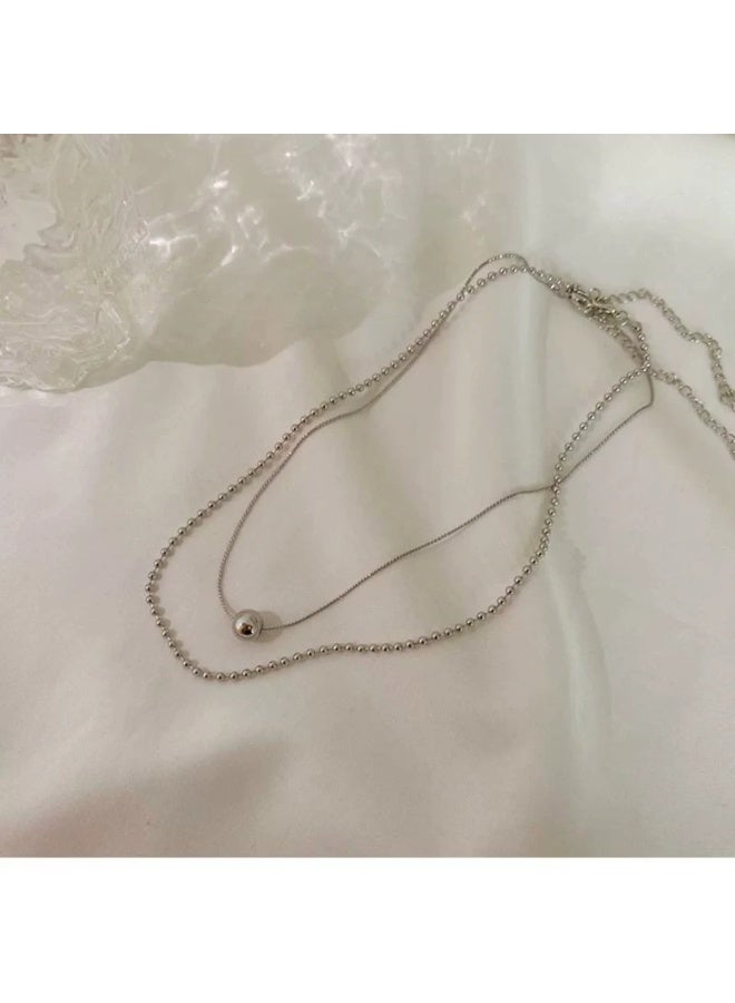 Goolsky قلادة مزدوجة الطبقة جديدة للنساء من أوروبا وأمريكا - سلسلة طوق أنيقة بأسلوب مينيماليست، تصميم صغير أنيق - Image 2