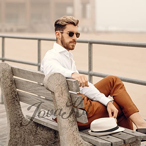 JOVAKIT Men's Polarized Aviator Sunglasses Retro Military Style Pilot Sun Glasses Bayonet Temples UV400 Protection (Gold/Grey) - Image 5