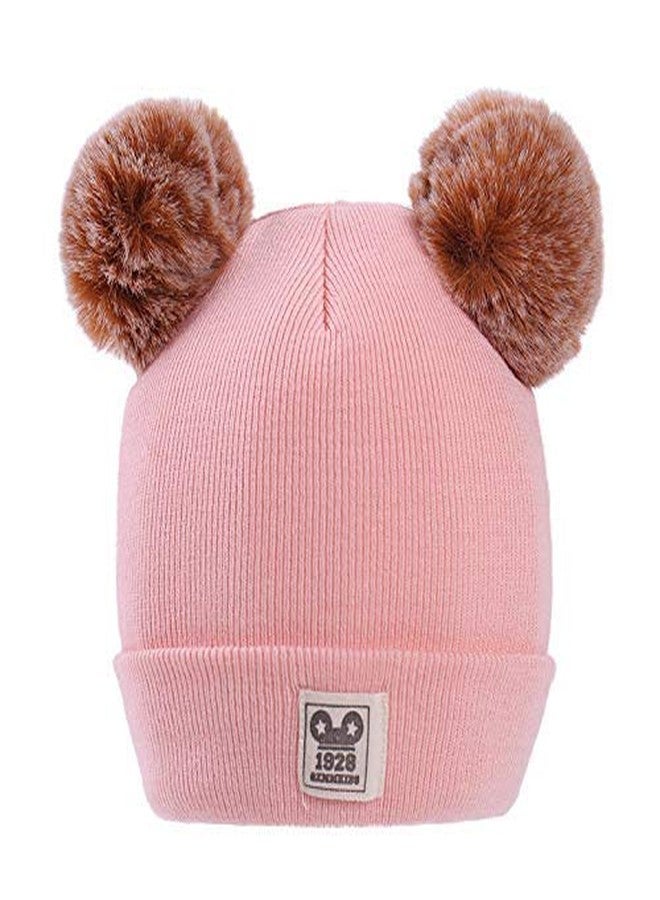 Niue Baby Knit Hat Scarf Set Toddler Girls Boys Winter Pom Pom Beanie Cap With Neck Warmer (Pink)-(0-3 Years) - Image 4