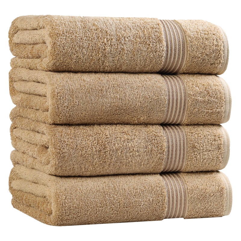 Superior Egyptian Cotton 4Piece Bath Towel Set for Shower Bath Spa Resort Hotel Soft Body Towels Airbnb Essentials Apartment Dorm Quick Dry Absorbent Bathroom Basics Toast