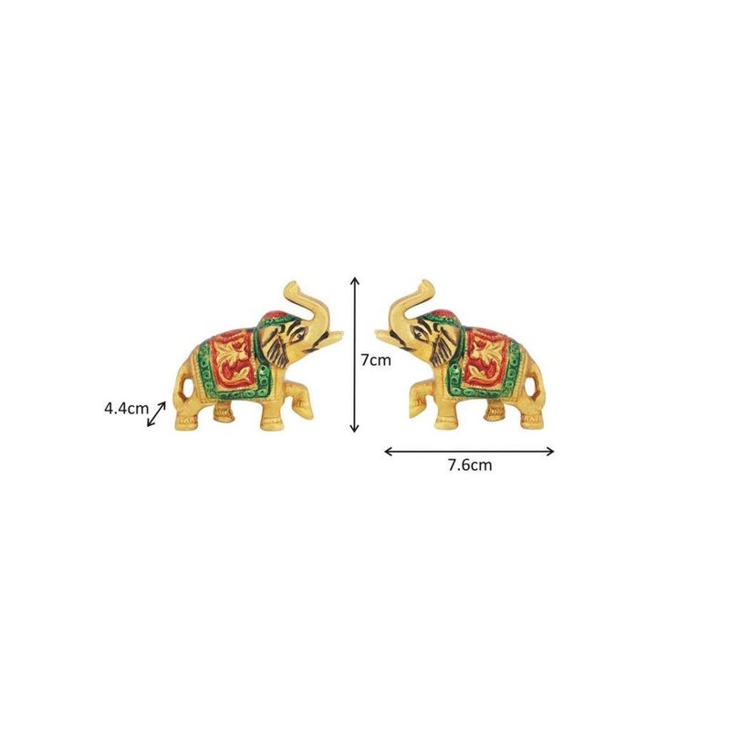 Handicrafts Paradise Handicrafts Paradise Aluminium Metal Elephant Enamel Painted Trunk Up 3 X 1.75 X 2.75 Inch Pair - Image 3