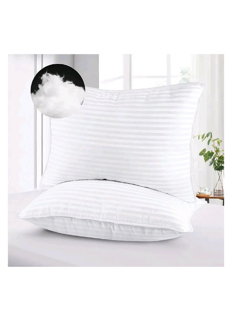 COMFY SET OF 2 HOTEL QUALITY STRIPE HYPOALLERGENIC COTTON PILLOW - Image 1