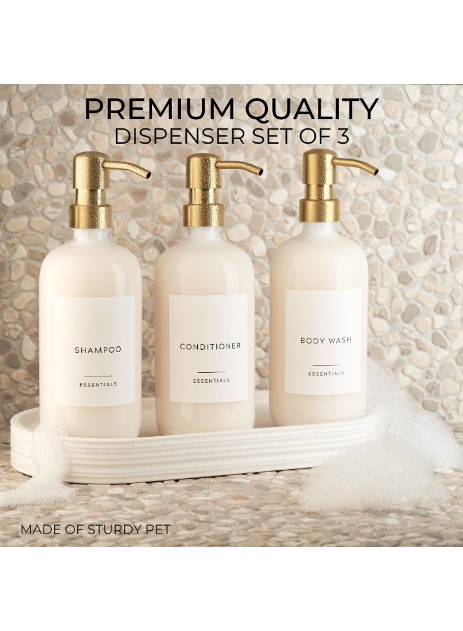 3 قطع موزع للشامبو والبلسم، موزعات سعة 500 مل للاستحمام، موزع شامبو وبلسم وغسول للجسم يُثبت على الحائط للحمام (شفاف) - Image 2