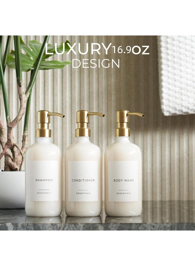 3 قطع موزع للشامبو والبلسم، موزعات سعة 500 مل للاستحمام، موزع شامبو وبلسم وغسول للجسم يُثبت على الحائط للحمام (شفاف) - Image 3