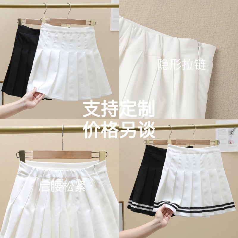 Little Hot girl autumn and winter American retro khaki pleated skirt high waist skirt girls' skirt - Image 3