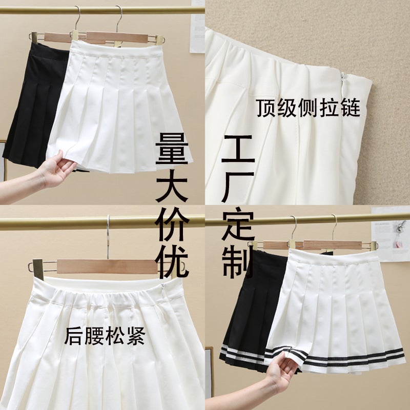 Little Hot girl autumn and winter American retro khaki pleated skirt high waist skirt girls' skirt - Image 2